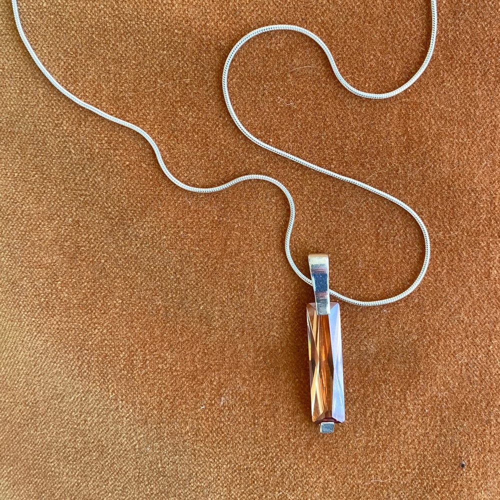 Vintage peach glass pendant 925